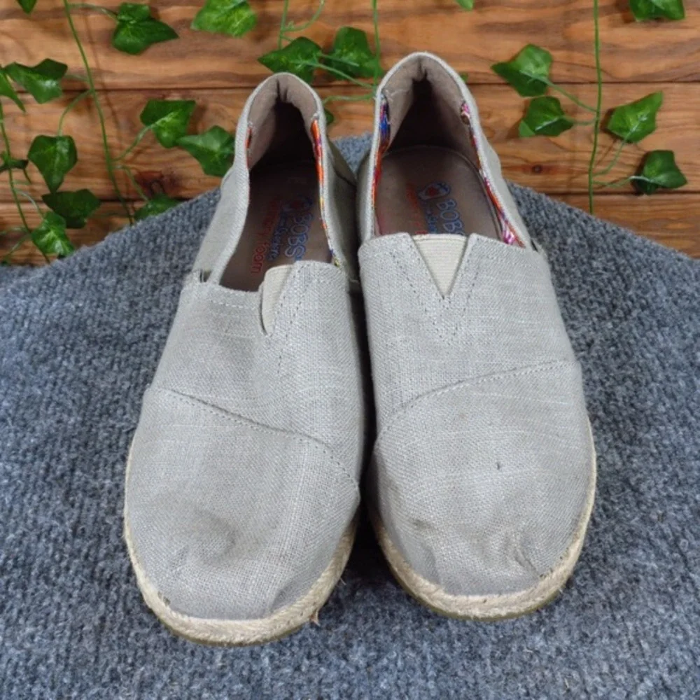 Skechers BOBS Highlights High Jinx Women's Espadrille Wedge Size 8.5 Gray Canvas